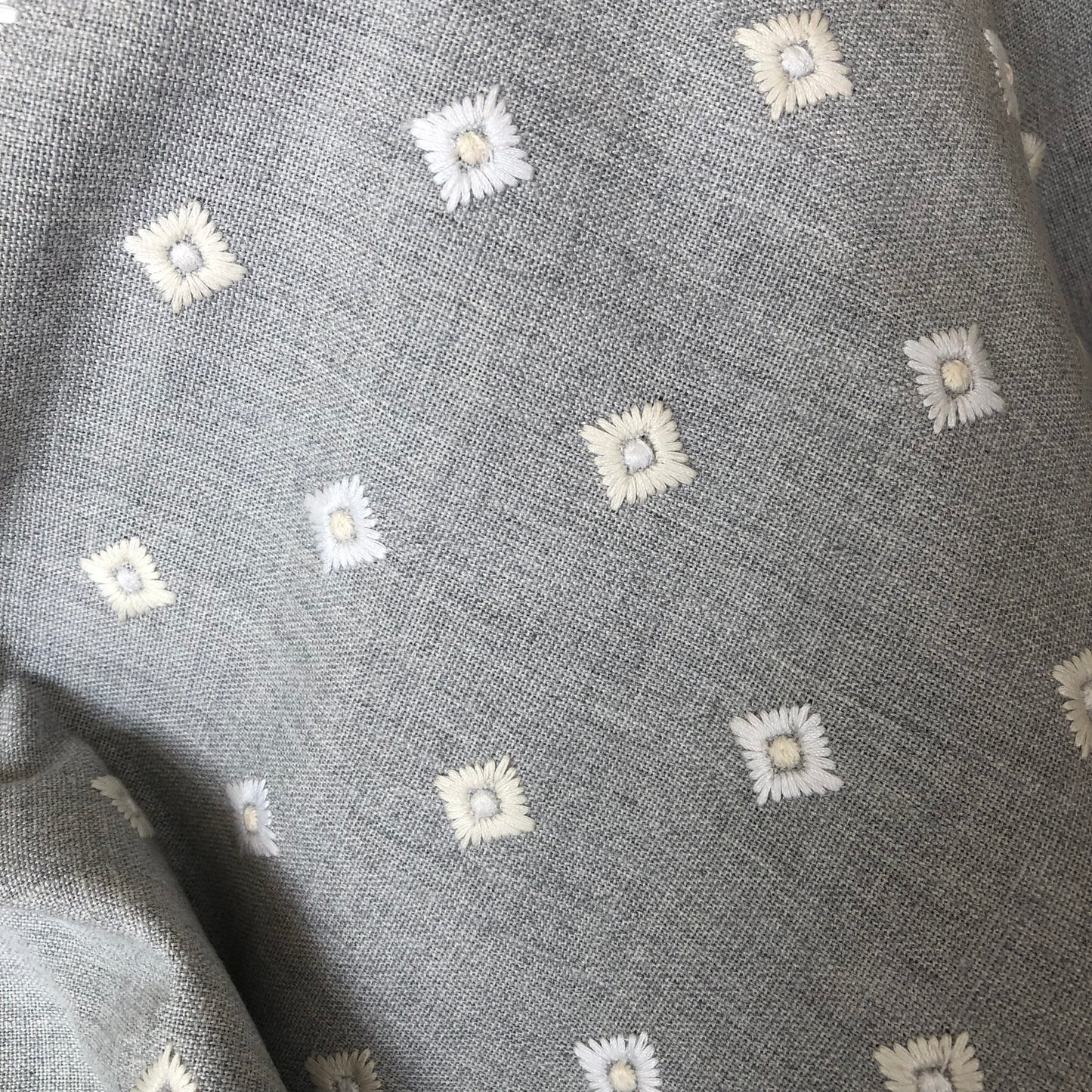 Grey Linen With Embroidered Diamonds