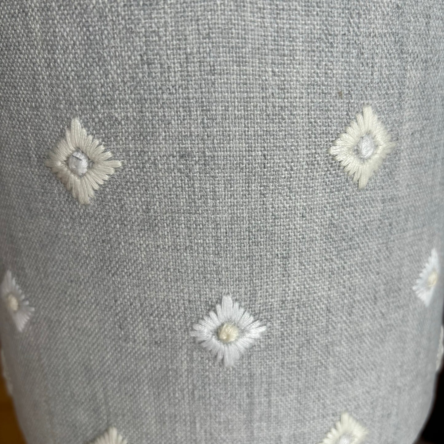 Grey Linen With Embroidered Diamonds