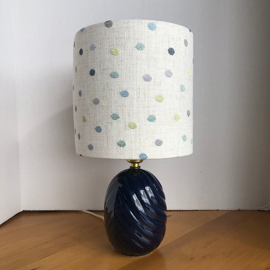 Blue Polka Dot Linen Fabric Lampshade