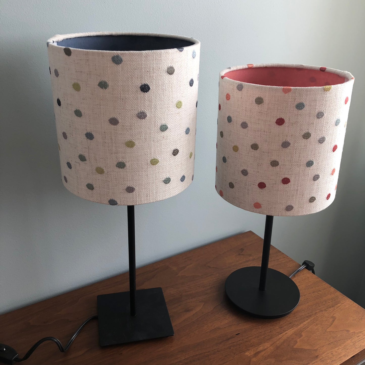 Blue Polka Dot Linen Fabric Lampshade