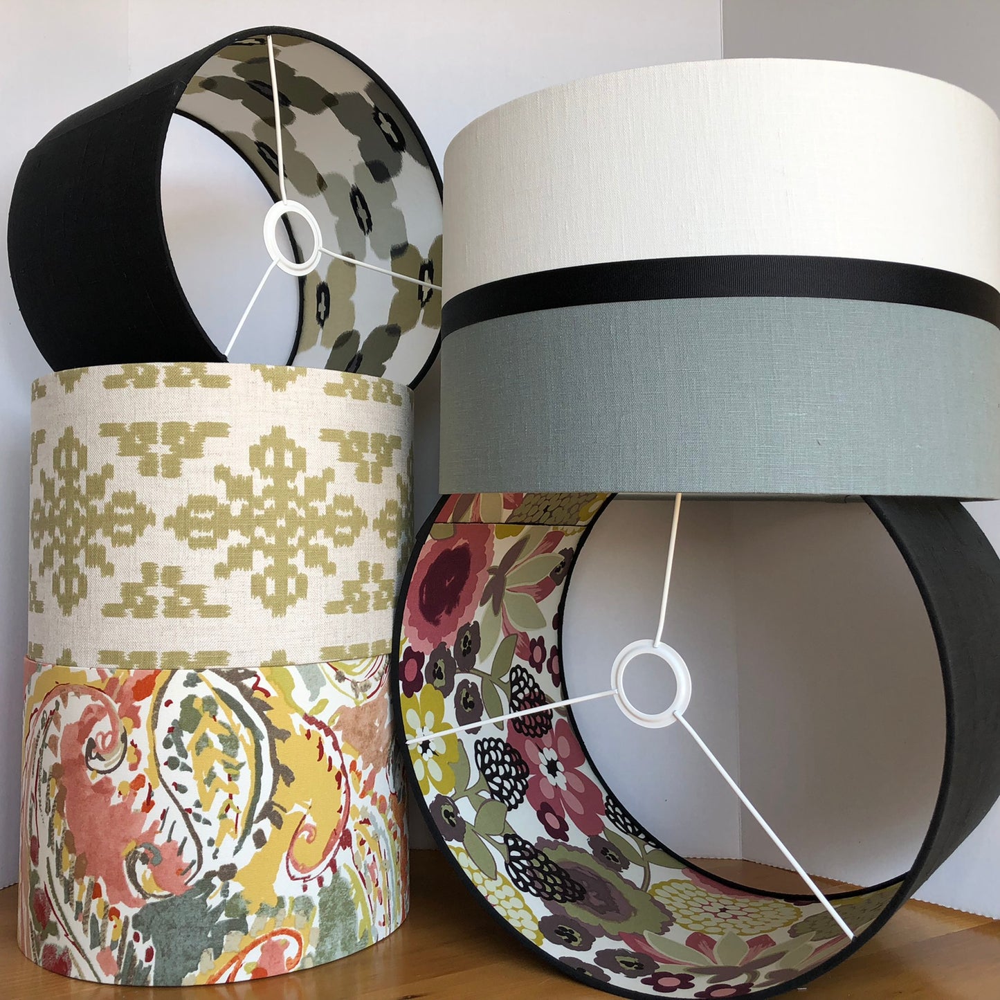 Two-Toned Linen Fabric Covered Lampshade