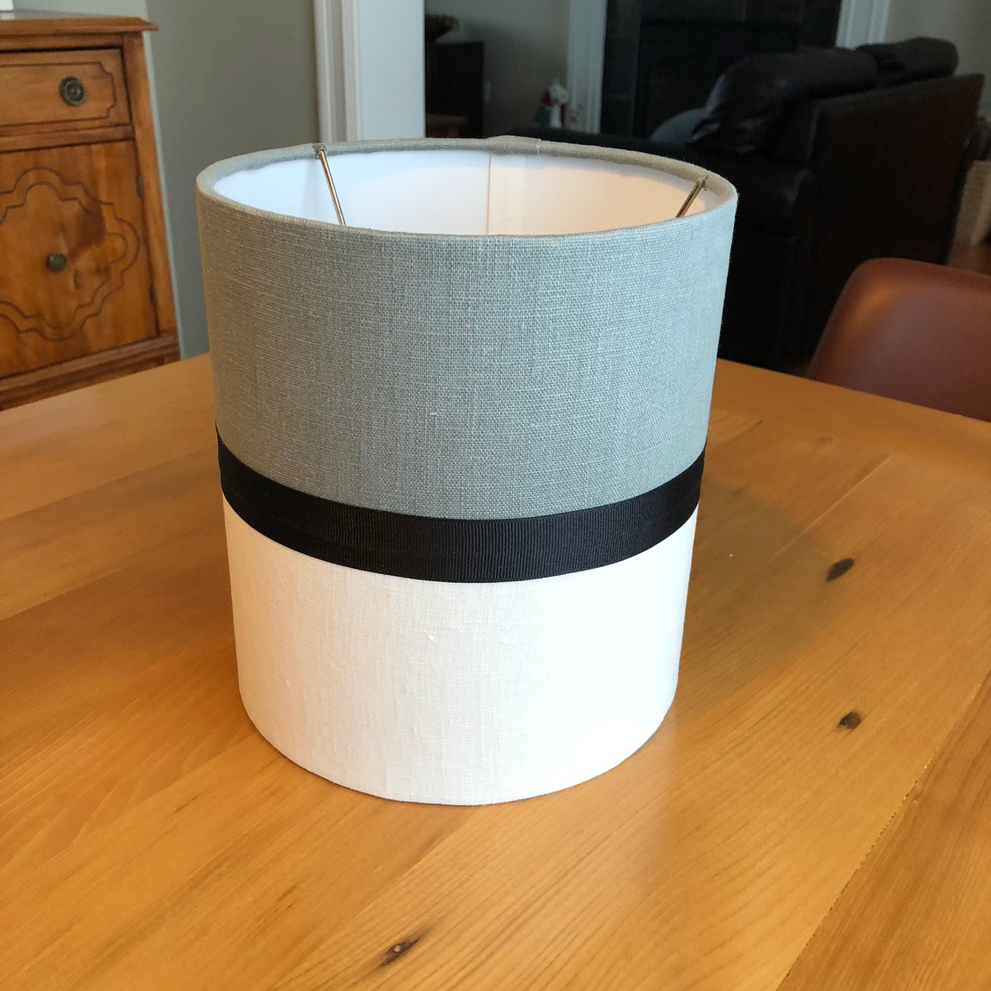 Two-Toned Linen Fabric Covered Lampshade