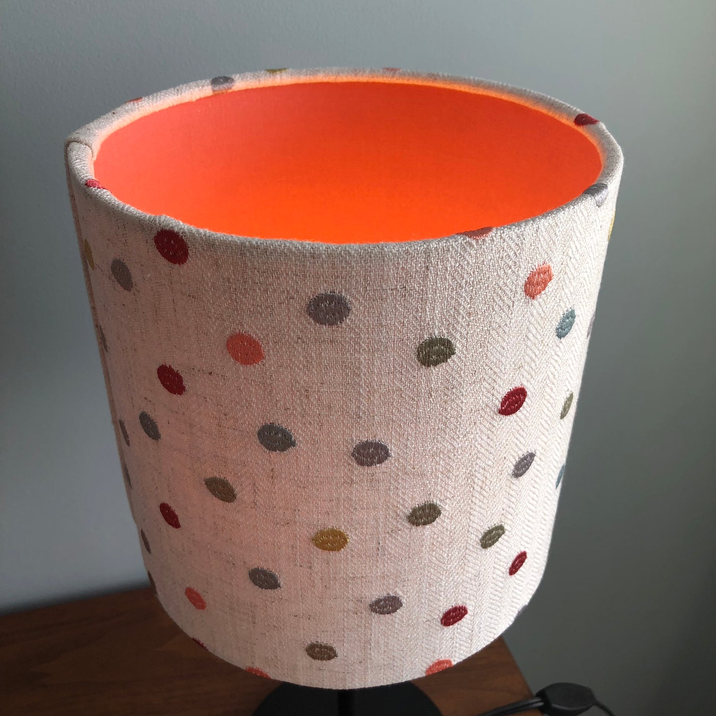 Pink Polka Dot Linen Fabric Lampshade