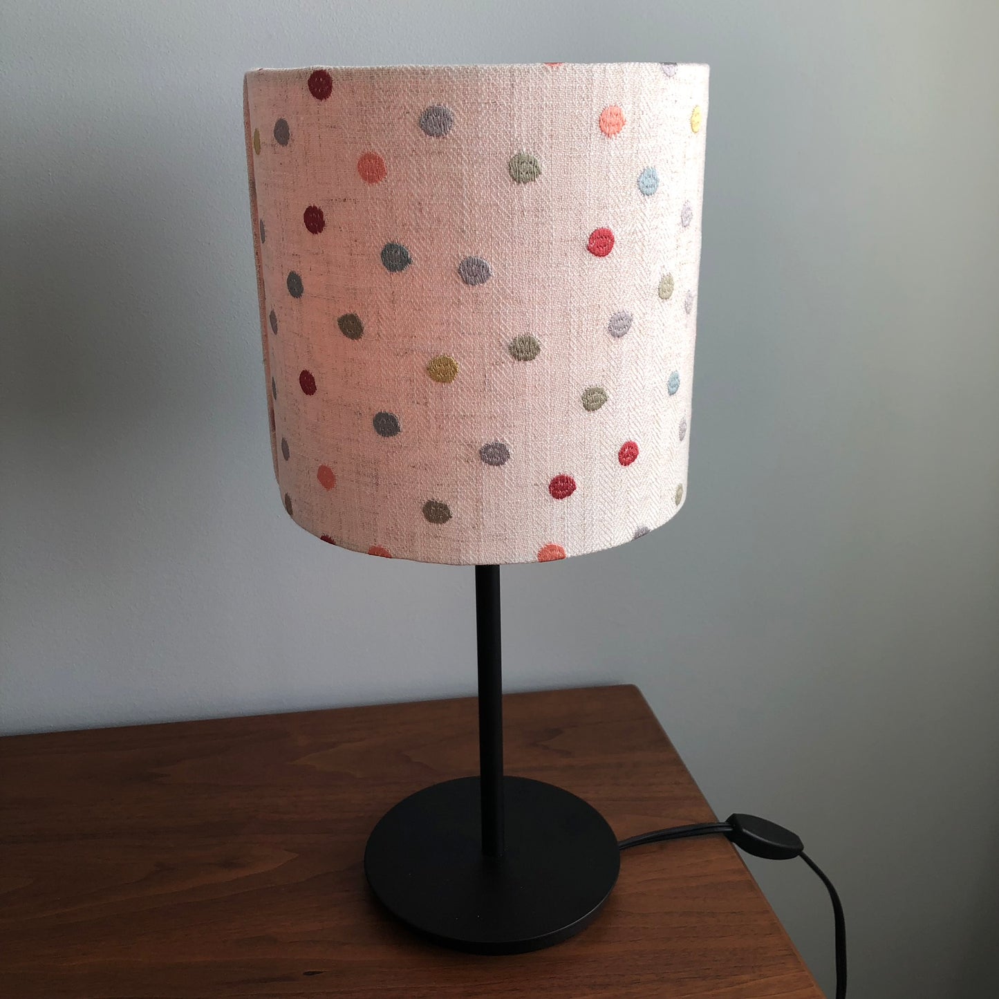 Pink Polka Dot Linen Fabric Lampshade