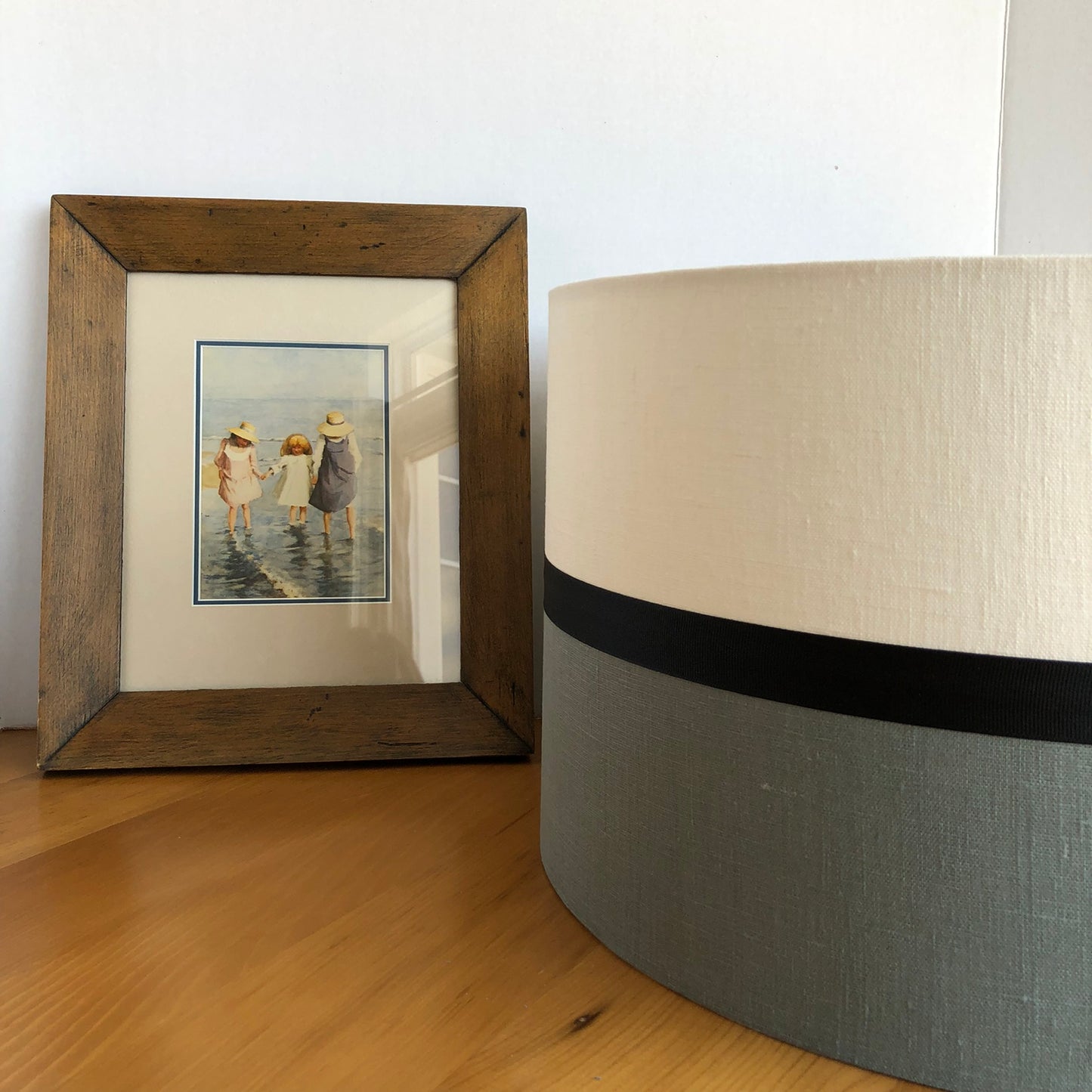 Two-Toned Linen Fabric Covered Lampshade